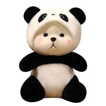 Roztomilý plyšový panda s kapucňou