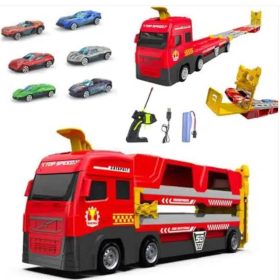   Autotransportér kamión s pretekárskou dráhou 152 cm a odpaľovacou stanicou so 6 pretekárskymi autíčkami