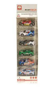 Sada športových áut so vzorom – 6 kusov