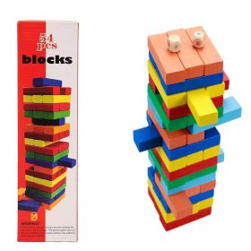 Farebná drevená hra Jenga s kockami