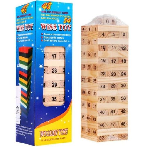 Mini číselná drevená jenga zručnostná hra
