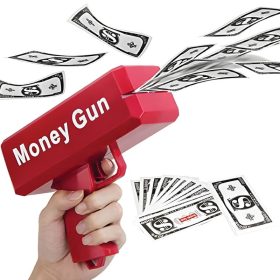 Money Gun – červený elektrický vystreľovač bankoviek