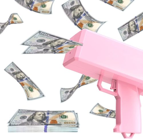 Money Gun – červený elektrický vystreľovač bankoviek