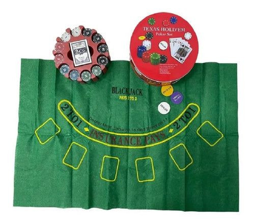 Texas Hold’em poker set s 240 žetónmi a hracou podložkou