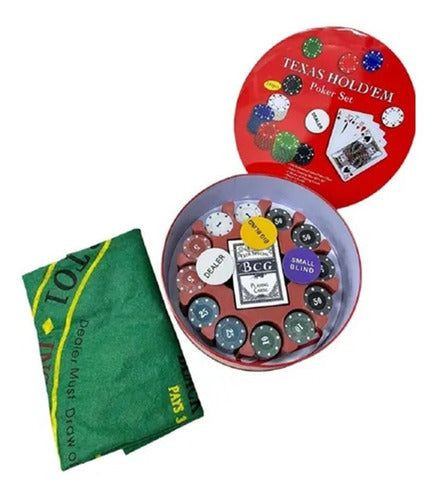 Texas Hold’em poker set s 240 žetónmi a hracou podložkou