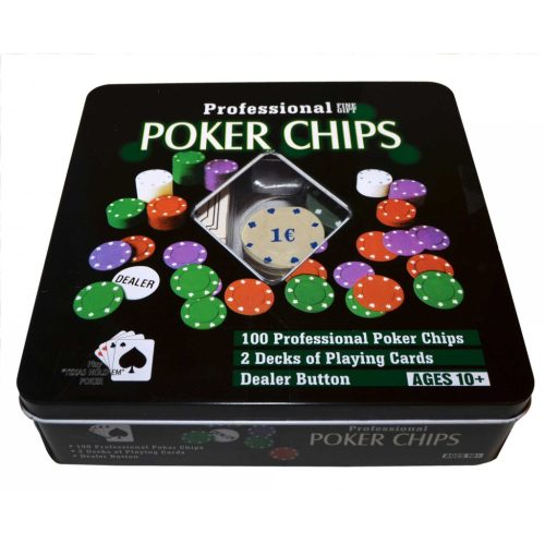 Poker set 100 žetónov - Texas Hold’em súprava v kovovej krabici