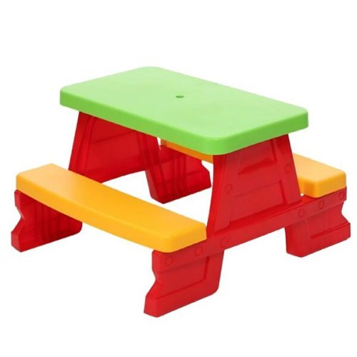 Detská farebná záhradná lavica so stolíkom