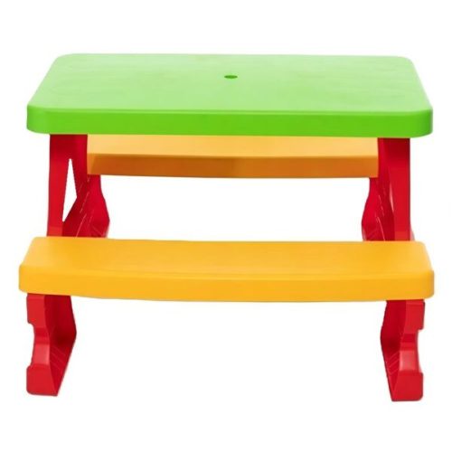Detská farebná záhradná lavica so stolíkom