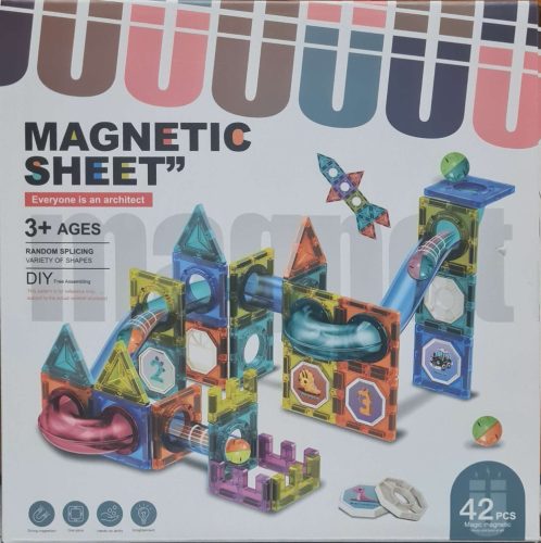 Magnetická stavebnica s guľôčkovou dráhou – 42 dielov