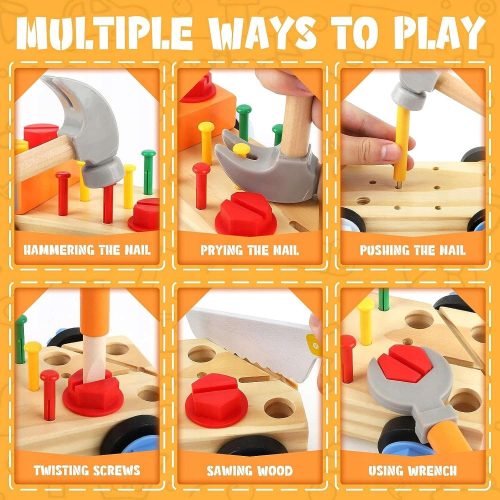 Drevená súprava náradia s autíčkom pre deti