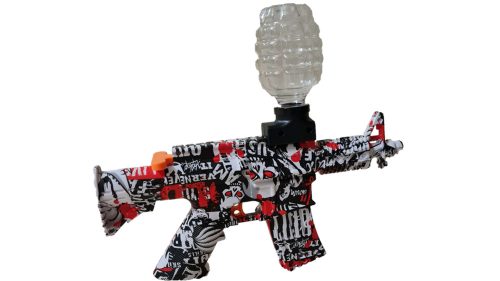 Automatická hračka puška s gélovými guľkami – modrá/červená