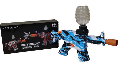 Automatická hračka puška s gélovými guľkami – modrá/červená