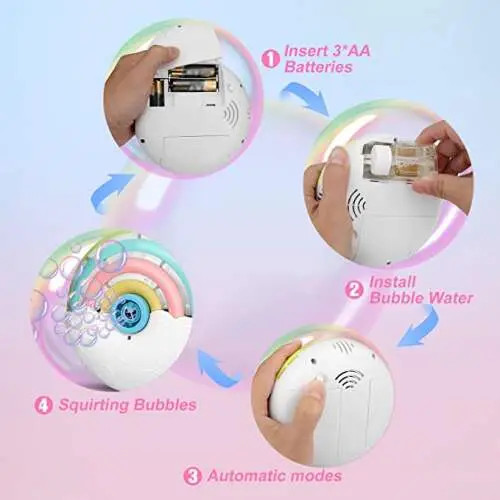 Dúhový bublifuk na rameno s nočným svetlom