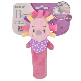   Detská plyšová hrkálka so zvukom 17 cm - mäkká rozvojová hračka pre bábätká