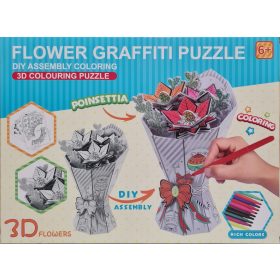 3D omaľovánka puzzle – Vianočná ruža