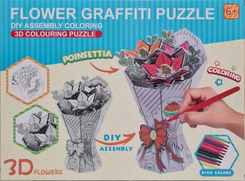 3D omaľovánka puzzle – Vianočná ruža