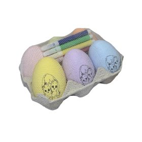   Kreatívna veľkonočná sada na maľovanie vajíčok pre deti – 6 farebných vajíčok + fixky