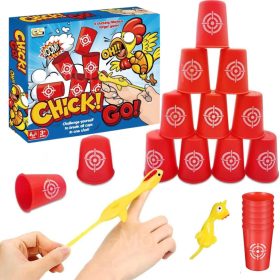   Zhadzovanie pohárov zručnostná hra s vystreľovacou sliepkou - rodinná spoločenská hra