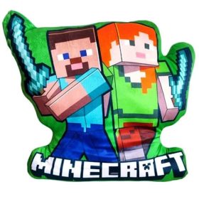   Minecraft Steve & Alex tvarovaný vankúš – 3D dekoračný vankúš 40 cm