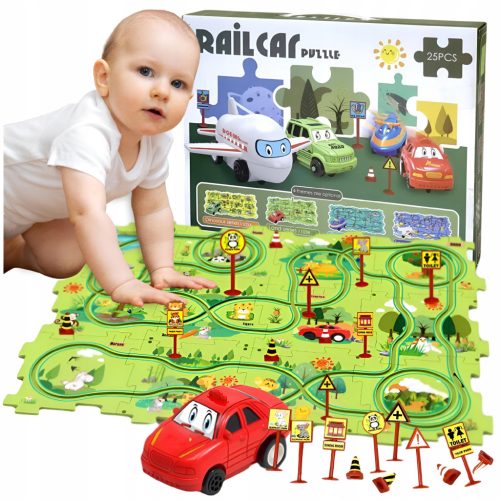 Puzzle diaľnica s autíčkom