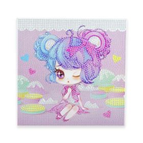   Diamantová mozaika – Dievča na ružovom pozadí s žmurkajúcou tvárou