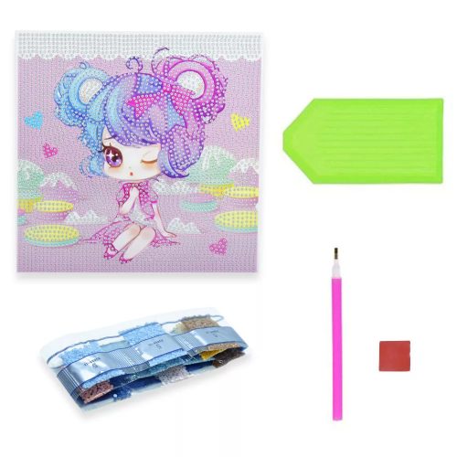 Diamantová mozaika – Dievča na ružovom pozadí s žmurkajúcou tvárou