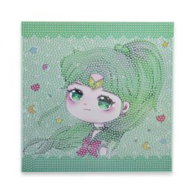 Diamantová mozaika – Dievča na zelenom podklade