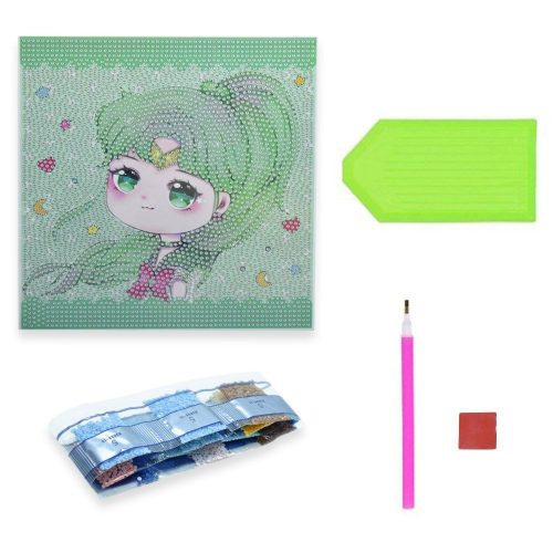 Diamantová mozaika – Dievča na zelenom podklade