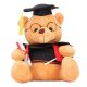 Promočný plyšový medveď 24 cm – absolvent s diplomom a čiapkou
